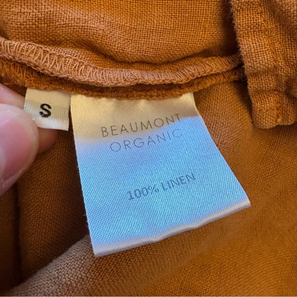 Beaumont‎ Organic Francesca Linen Top In Almond linen blouse balloon sleeves - Picture 7 of 13